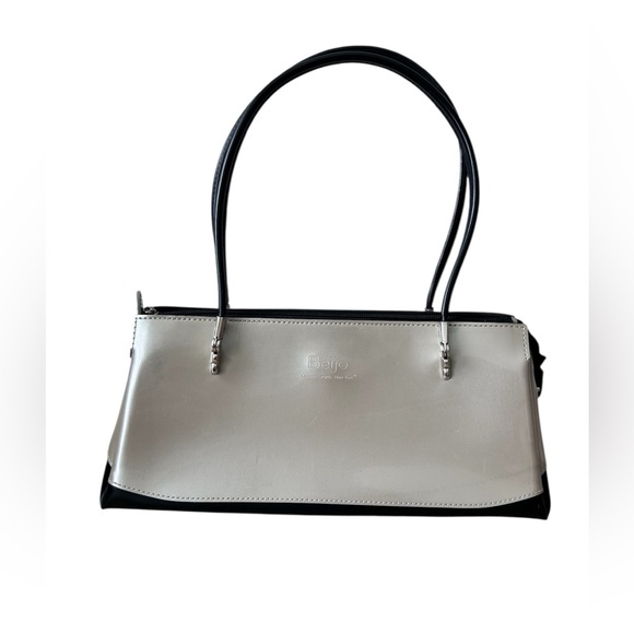 Beijo Handbags - Beijo Y2K Frosty Silver color with Black Shoulder Purse